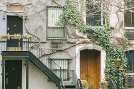 a stair and a wooden door