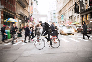 a man riding his bike