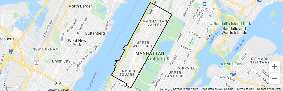 Upper West Side map